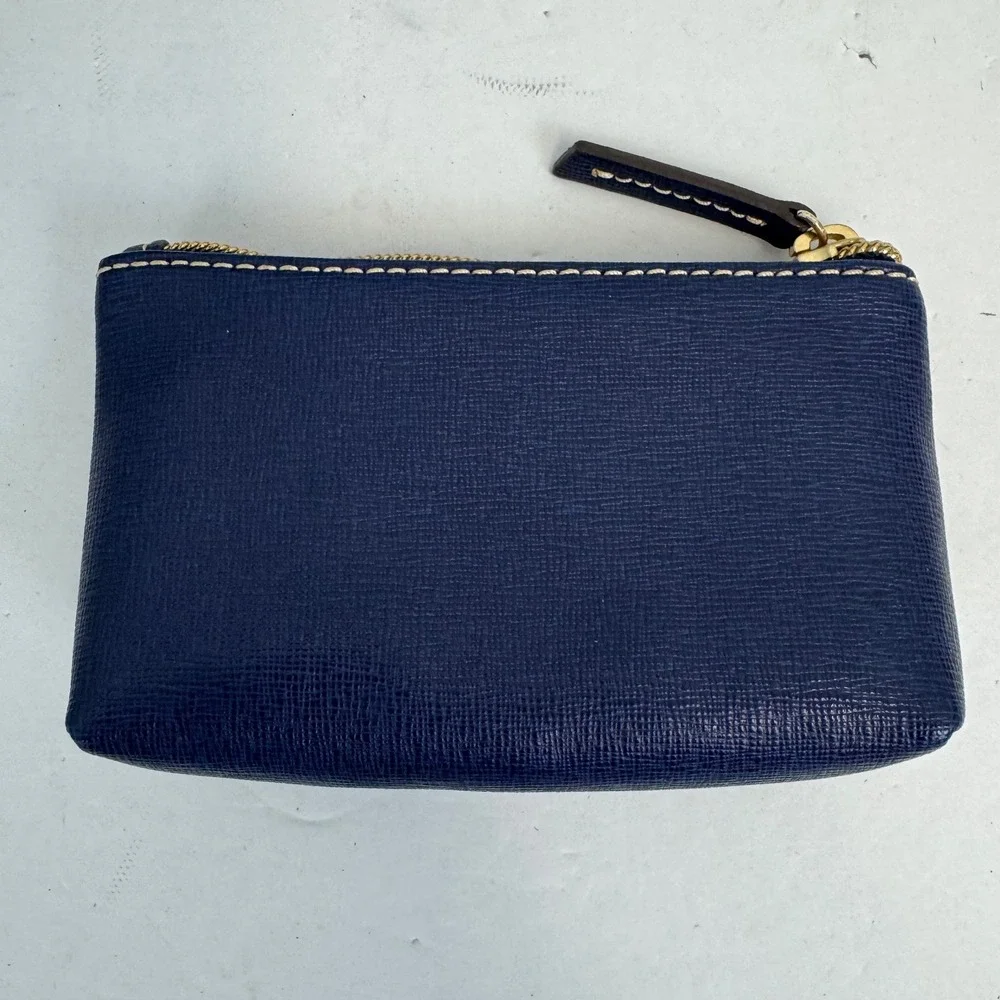 Dooney & Bourke Marine Blue Saffiano Leather 3 Piece Gift Set Pouch Card Key Fob